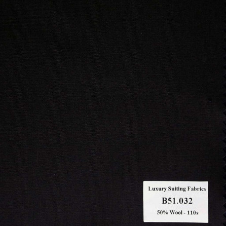 [ Hết hàng ] B51.032 Kevinlli V2 - Vải Suit 50% Wool - Đen Trơn